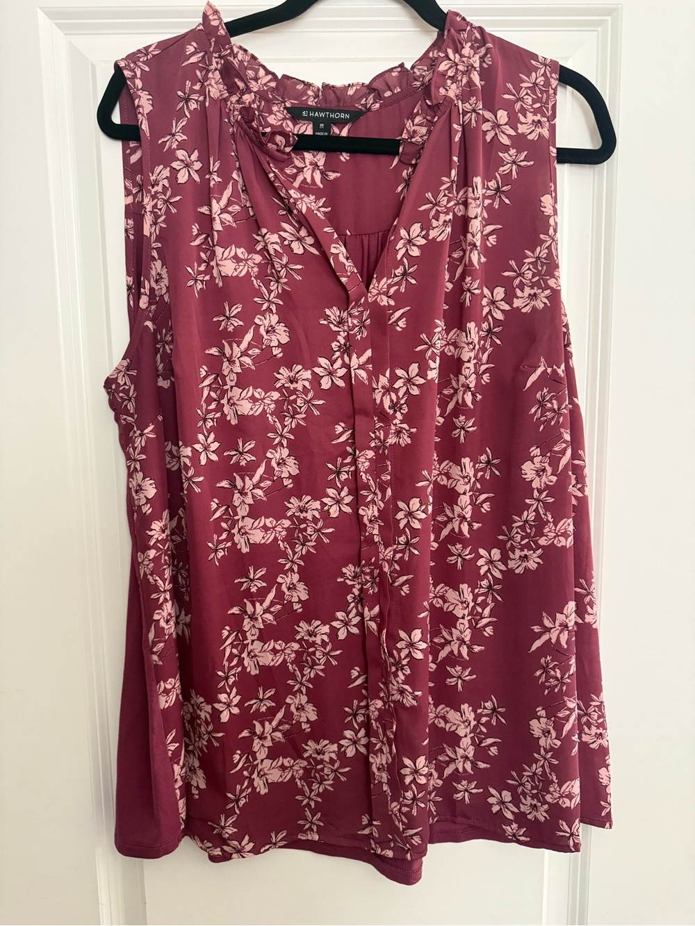 41 Hawthorn Sleeveless Floral Blouse - Rose Mauve Sz 2x